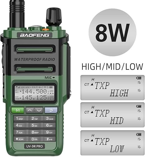Baofeng UV-9R PRO (8W, IP67, zelena verzija)